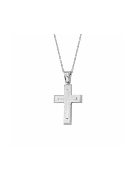 Weißgold Kreuz 9K mit Kette