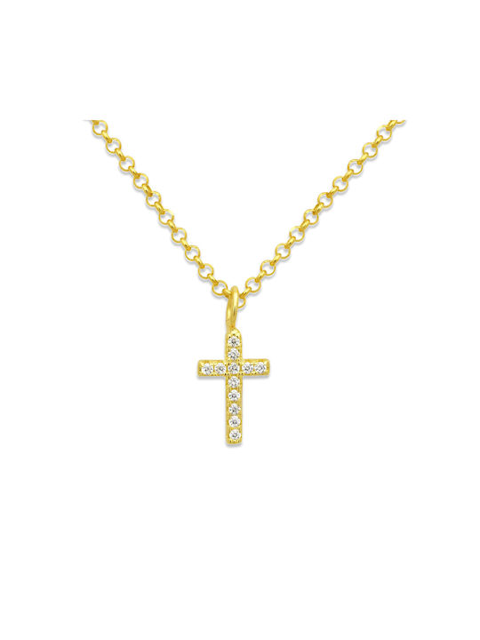 Women's Cross from Gold Plated Silver with Chain