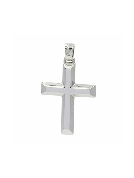 Men's White Gold Cross 14K