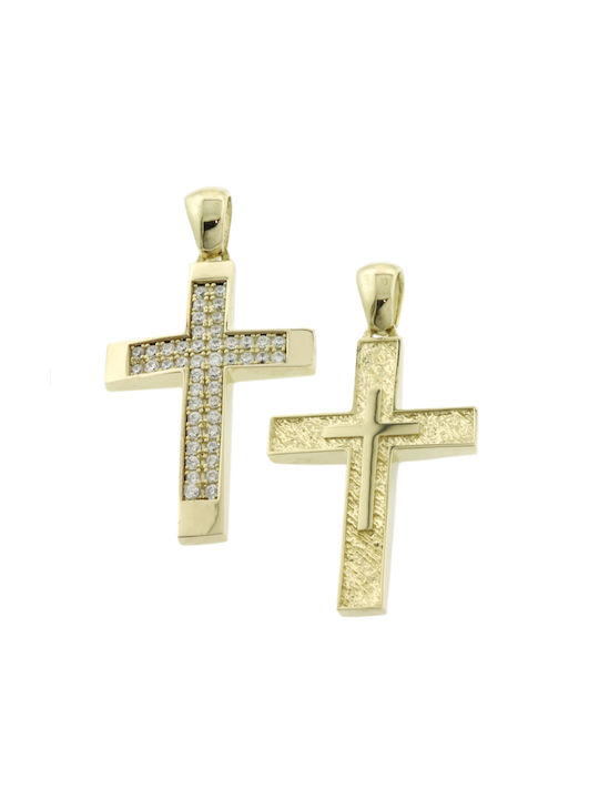 Damen Gold Kreuz 14K Beidseitig