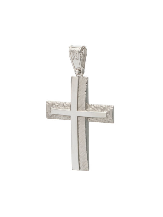 Men's White Gold Cross 14K