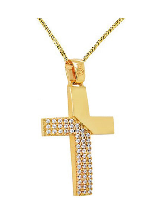 Damen Gold Kreuz 14K mit Kette