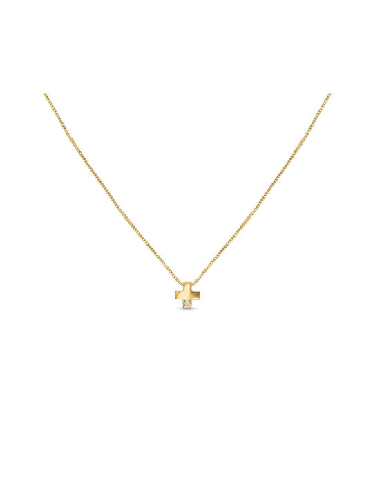 Damen Gold Kreuz 14K mit Kette