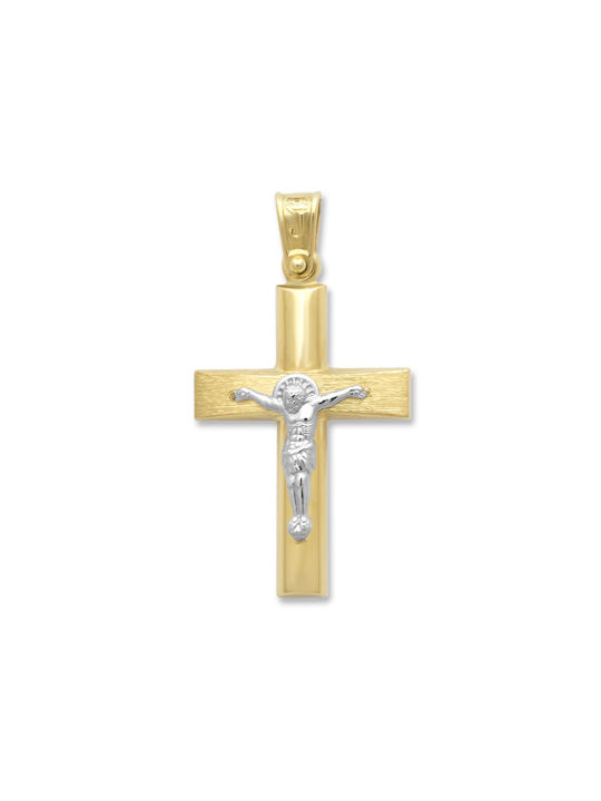 Men's Gold Cross 14K Double Sided with the Crucified