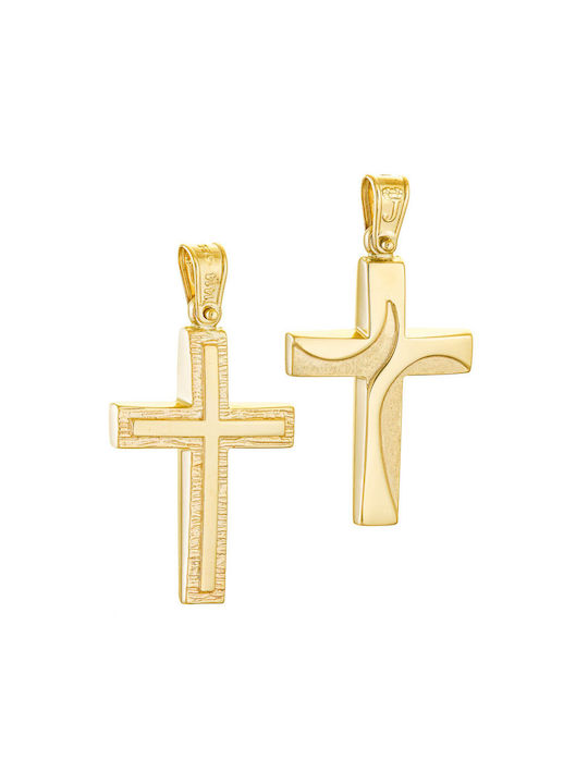 Herren Gold Kreuz 14K Beidseitig