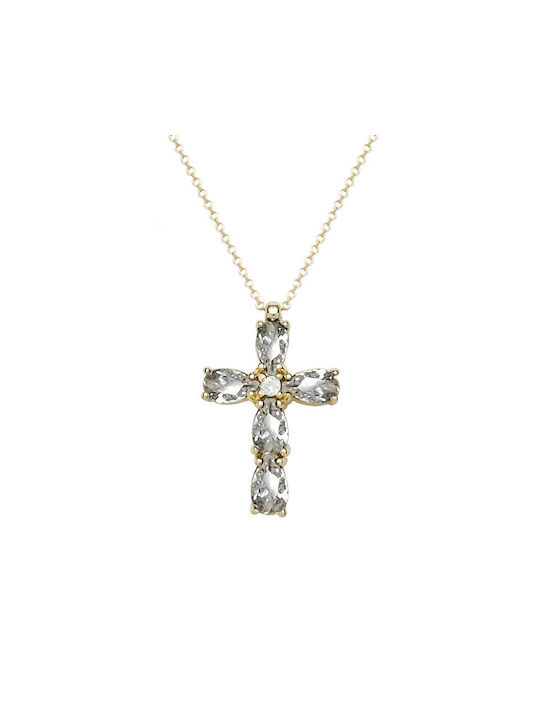 Damen Gold Kreuz 14K mit Kette