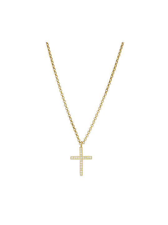 Women's Cross from Gold Plated Silver with Chain