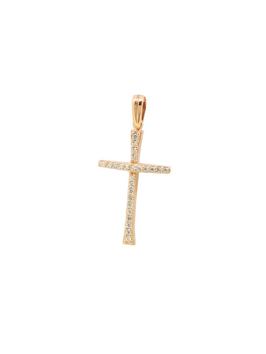 Damen Roségold Kreuz 14K