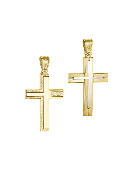 Men's Gold Cross 14K Double Sided