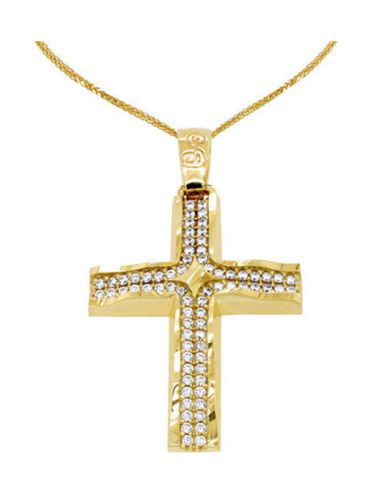 Damen Gold Kreuz 14K mit Kette