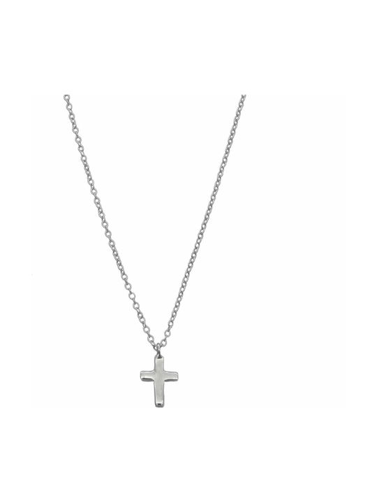 White Gold Cross 9K with Chain