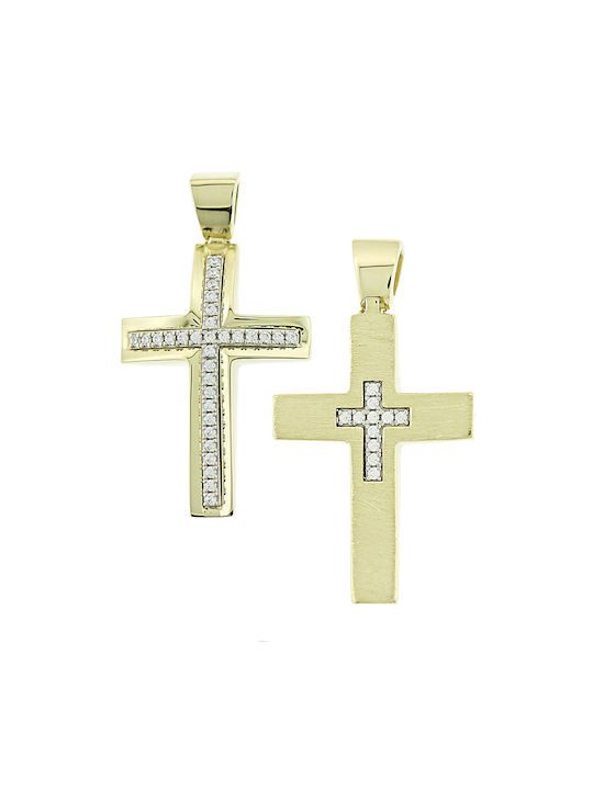 Damen Gold Kreuz 14K Beidseitig