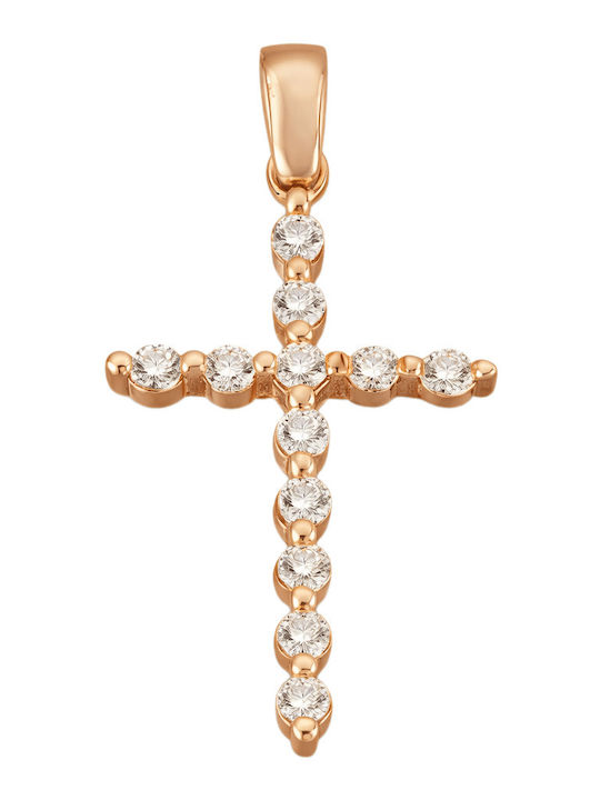 FenixJewelry Γυναικείος Ροζ Χρυσός Σταυρός 14Κ χωρίς Αλυσίδα