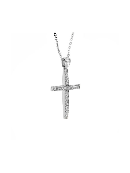 Women's White Gold Cross 14K Double Sided