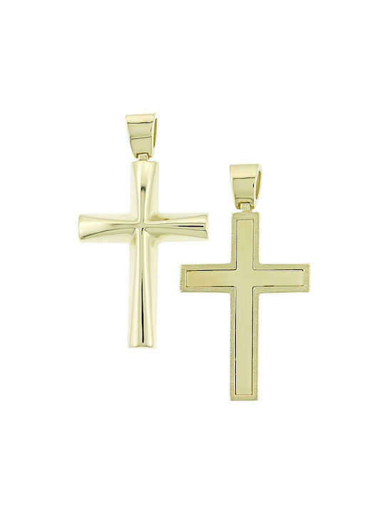 Men's Gold Cross 14K Double Sided