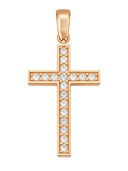 FenixJewelry Γυναικείος Ροζ Χρυσός Σταυρός 14Κ χωρίς Αλυσίδα