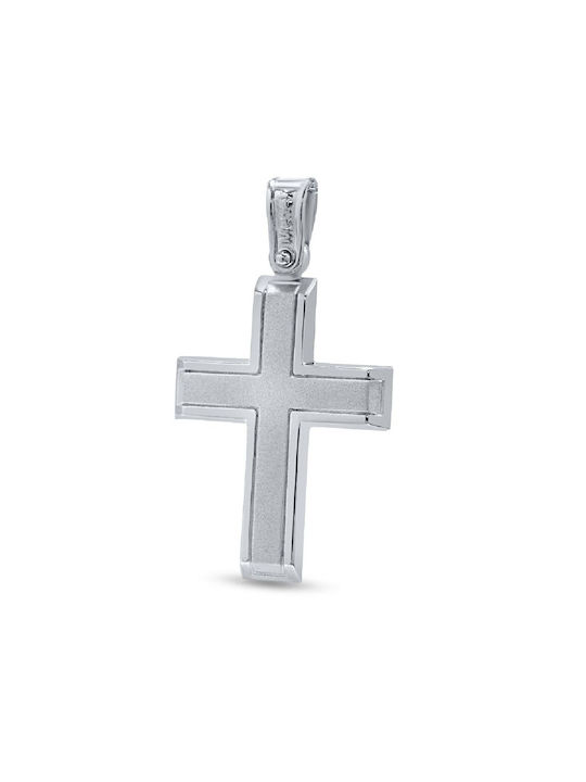 Men's White Gold Cross 14K