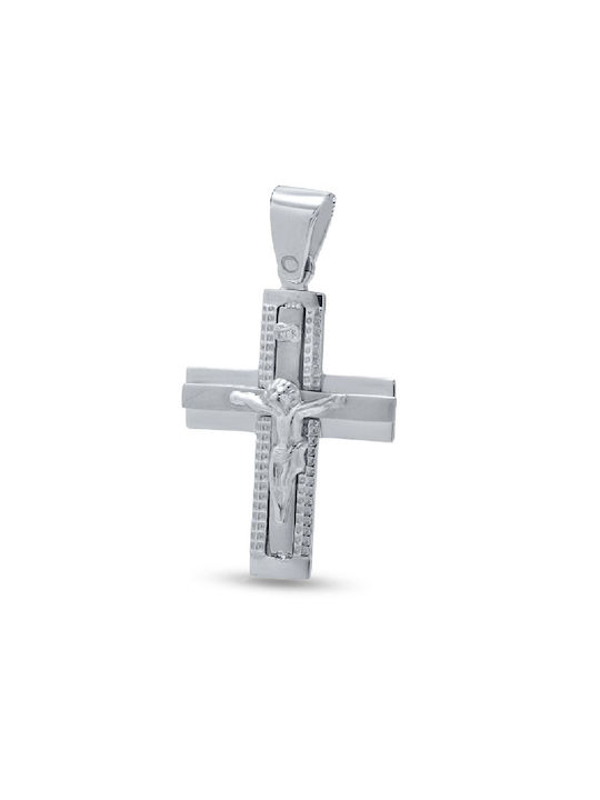 Men's White Gold Cross 14K