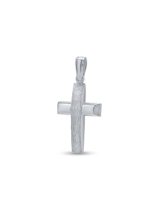 Men's White Gold Cross 14K