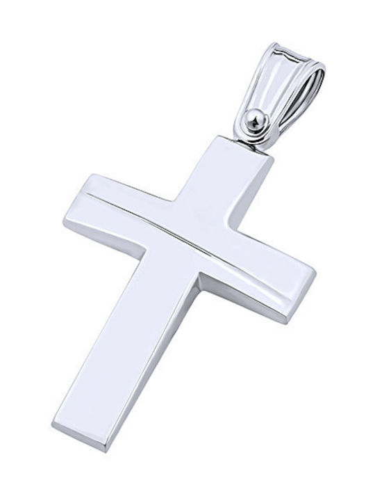 Herren Weißgold Kreuz 14K mit Kette