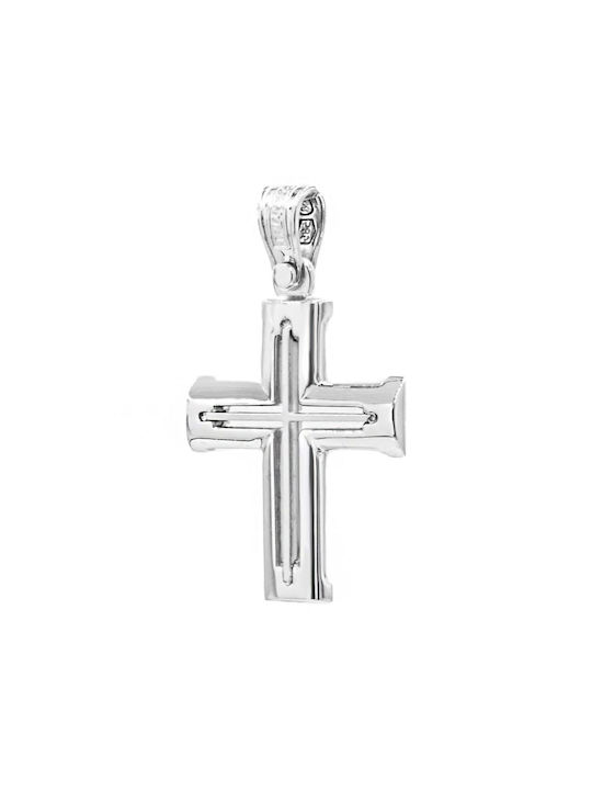 Men's White Gold Cross 14K