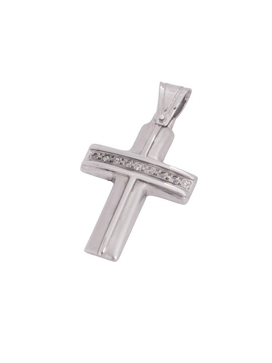 Men's White Gold Cross 14K