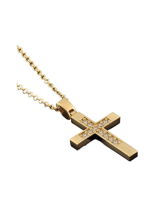 Damen Gold Kreuz 14K mit Kette