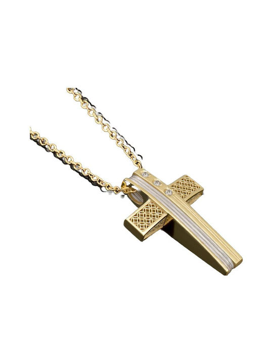 Damen Gold Kreuz 14K mit Kette