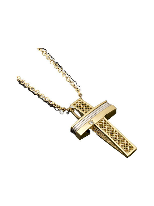 Damen Gold Kreuz 14K mit Kette