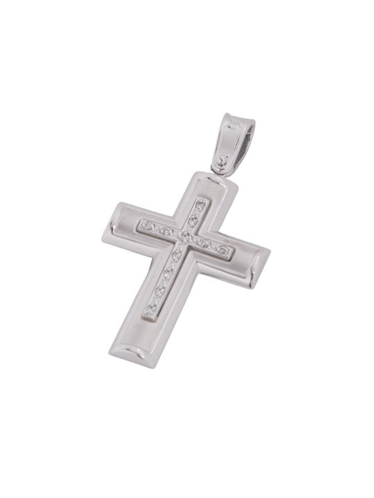 Men's White Gold Cross 14K