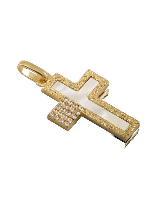 Damen Gold Kreuz 14K mit Kette