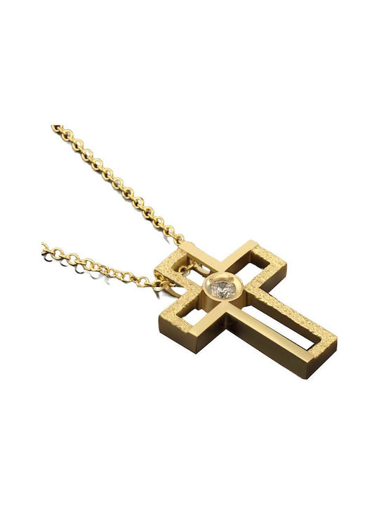 Damen Gold Kreuz 14K mit Kette