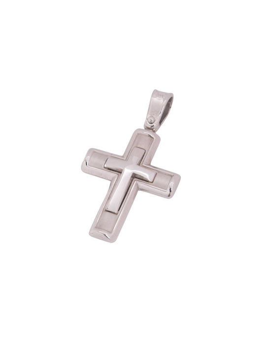 Men's White Gold Cross 14K