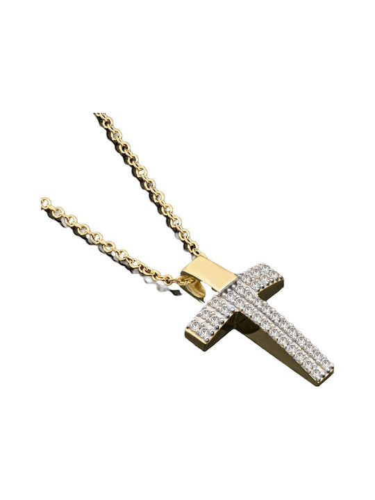 Damen Gold Kreuz 14K mit Kette