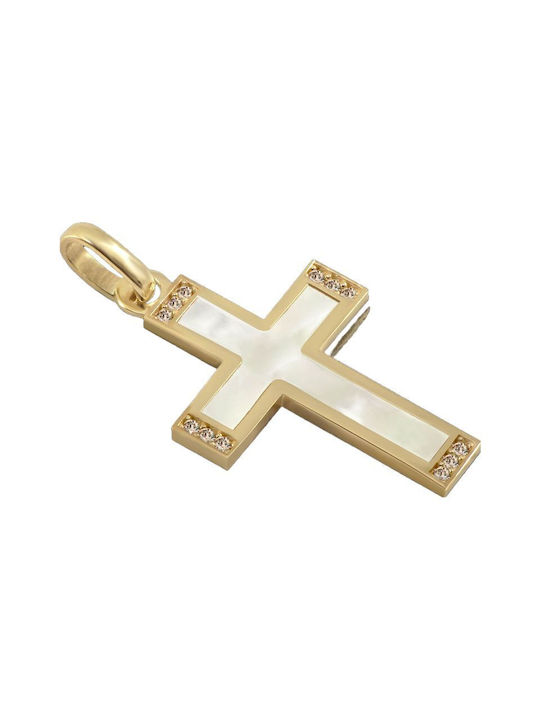 Damen Gold Kreuz 14K mit Kette