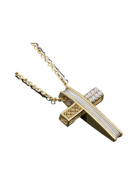 Damen Gold Kreuz 14K mit Kette