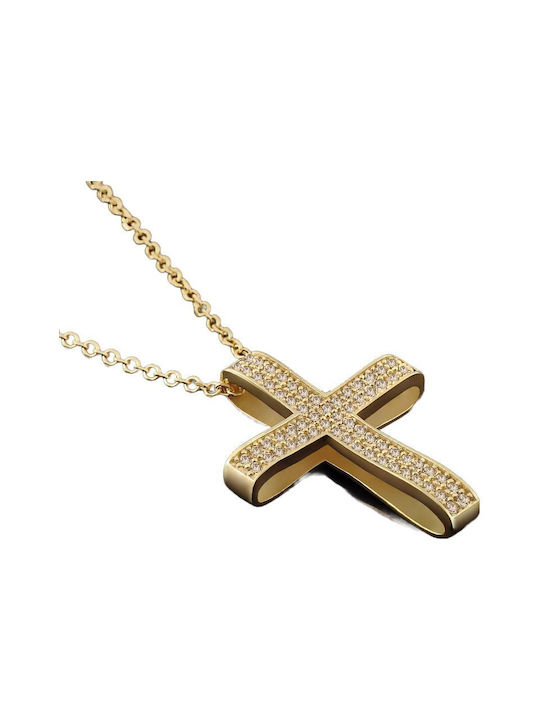 Damen Gold Kreuz 14K mit Kette