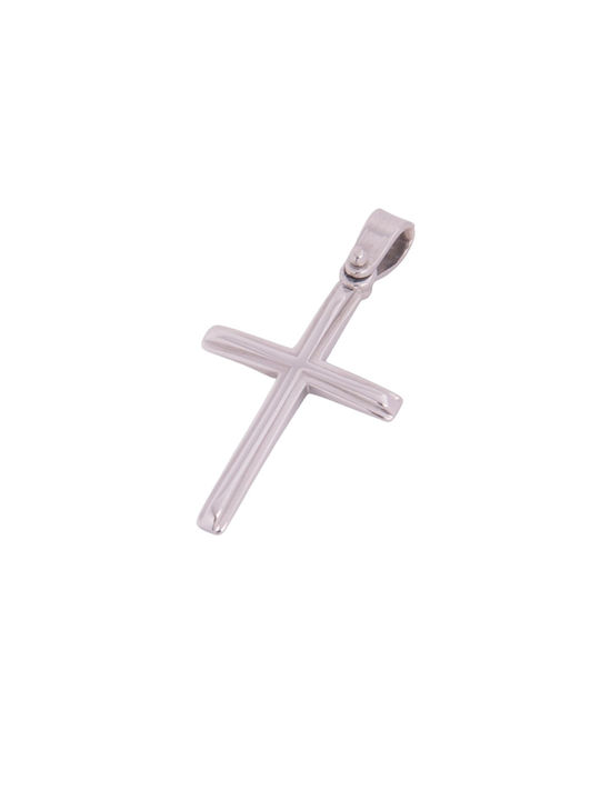 Men's White Gold Cross 14K