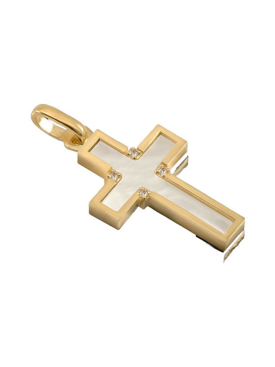 Damen Gold Kreuz 14K mit Kette