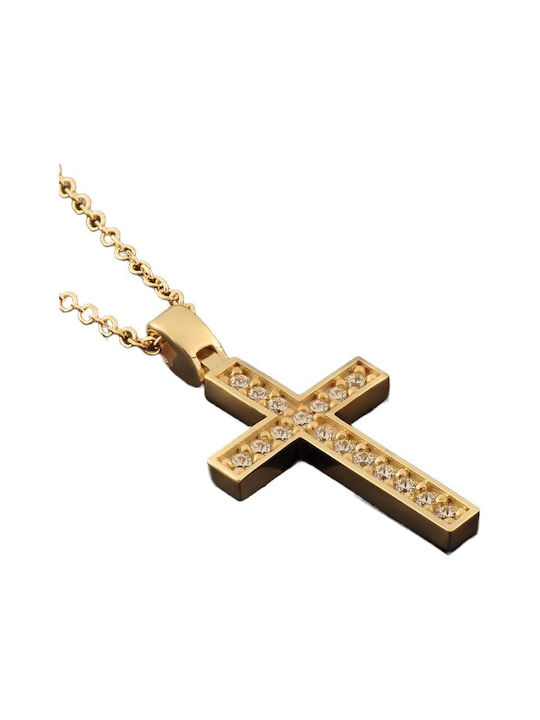 Damen Gold Kreuz 14K mit Kette