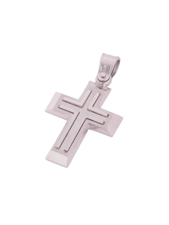 Men's White Gold Cross 14K