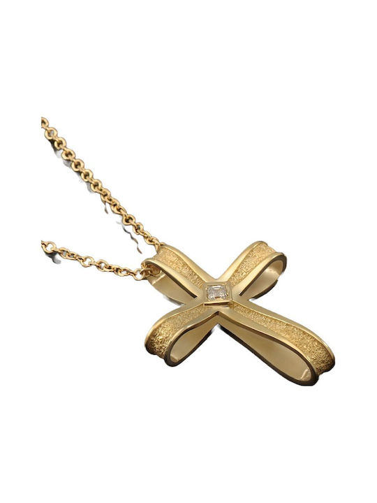 Damen Gold Kreuz 14K mit Kette