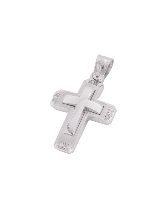 Damen Weißgold Kreuz 14K