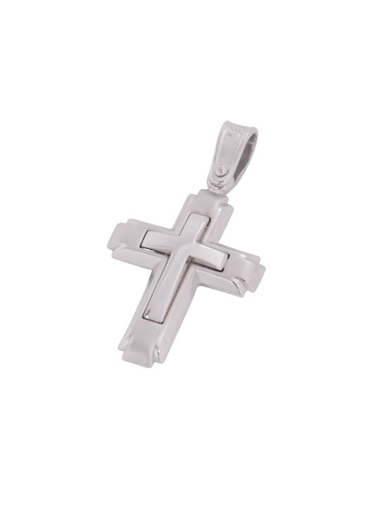 Men's White Gold Cross 14K