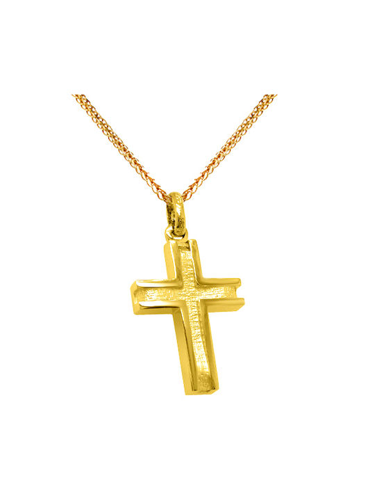 Herren Gold Kreuz 14K mit Kette