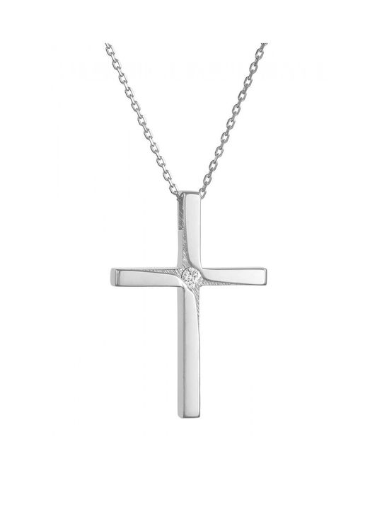 Weißgold Kreuz 14K mit Kette