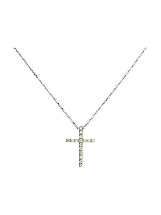 White Gold Cross 18K with Chain