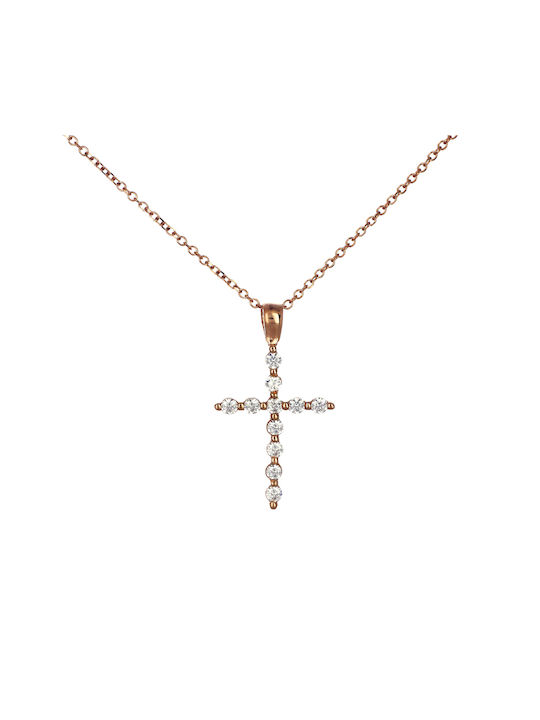 Damen Roségold Kreuz 14K