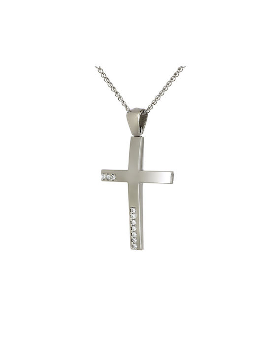 Damen Weißgold Kreuz 14K