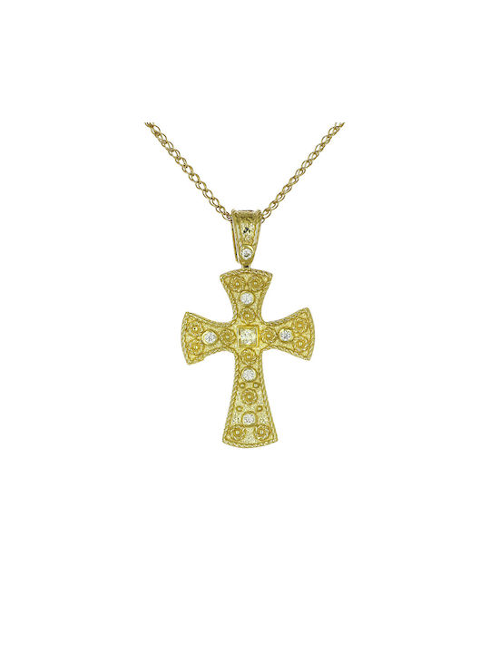 Femeiesc Aur Bizantin Cruce 14K